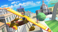 The biplane flying over Wuhu Town in Super Smash Bros. for Wii U