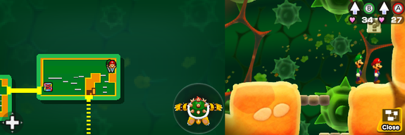 Fifth block in Trash Pit of Mario & Luigi: Bowser's Inside Story + Bowser Jr.'s Journey.