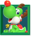 Yoshi dressed up as Rudolph