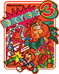 The cabinet artwork for Donkey Kong 3.