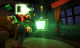 Luigi is grabbed by the Pixelator.
