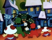 A Mushroom person with Toad's appearance in The Super Mario Bros. Super Show! episode, "Koopenstein".