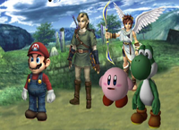 Mario Link Kirby Pit and Yoshi.png