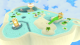 A screenshot of Starshine Beach Galaxy during the "Climbing the Cloudy Tower" mission from Super Mario Galaxy 2.
