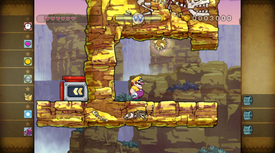 Wario near the golden enemy in Gurgle Gulch