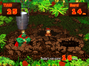 Gameplay of the Bash K.Rool mini-game of Donkey Konga.