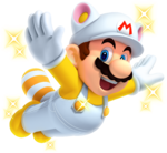 White Raccoon Mario artwork from New Super Mario Bros. 2