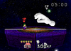 Luigi fighting Master Hand on Final Destination.