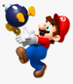 Mario holding a Bob-omb