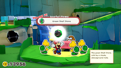 Mario gets the Green Shell Stone