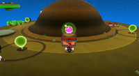 Mario near a Rainbow Star in the Sky Station Galaxy