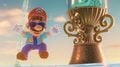 Mario wearing the Sunshine Shades and Sunshine Outfit in Super Mario Odyssey