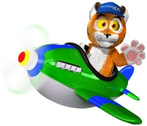 Timber flies in a Plane in Diddy Kong Racing DS. This artwork is also used for the flash game, Timber's Balloon Pop.