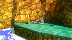 Mario getting Whacka Bump from a Whacka in Keelhaul Key of Paper Mario: The Thousand-Year Door for Nintendo Switch.