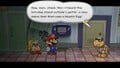 King K telling Mario about the hot-dog stand's new menu item in the remake