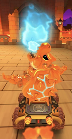 Dry Bowser (Gold) performing a trick.