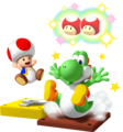 Yoshi and Toad playing Fungi Frenzy