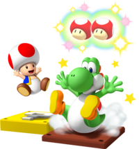 MP9 Toad and Yoshi Playing Fungi Frenzy Artwork.png