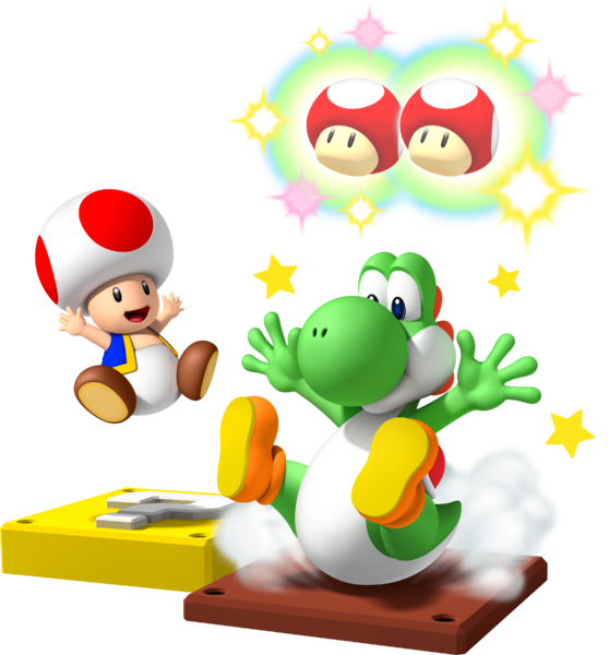File:MP9 Toad and Yoshi Playing Fungi Frenzy Artwork.png