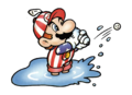 Mario getting out of a water trap