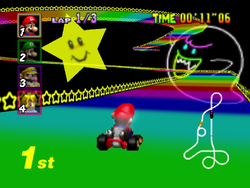 The image for "Rainbow Road" from Mario Kart 64 on Nintendo Music.
