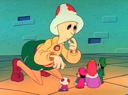 Prince Hugo's pleading to Mario, Luigi, Princess Toadstool and Toad for help in The Adventures of Super Mario Bros. 3
