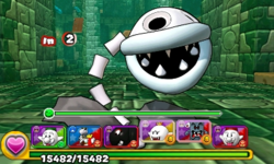 Screenshot of World 7-Tower 1, from Puzzle & Dragons: Super Mario Bros. Edition.