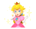 Princess Peach changing from her nightgown and sleeping cap to her dress and crown.