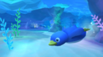 A penguin swimming in 3DS Rosalina's Ice World