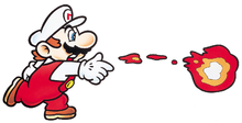 Artwork of Fire Mario in Super Mario World (later used in Super Mario World: Super Mario Advance 2)