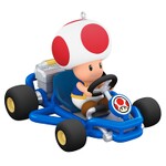 Hallmark ornament of Toad in a Pipe Frame kart