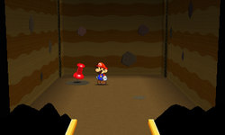 Mario near the Thumbtack Thing in Warm Fuzzy Plains of Paper Mario: Sticker Star.