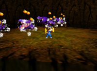 A setup for a Golden Banana for Tiny Kong in Fungi Forest.