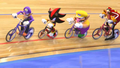 Waluigi, Shadow, Wario, and Dr. Eggman competing in Team Pursuit.