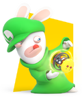 Artwork of Rabbid Luigi in Mario + Rabbids Kingdom Battle.