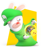 Artwork of Rabbid Luigi in Mario + Rabbids Kingdom Battle.