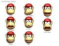 Concept art showing Diddy Kong's facial expressions.