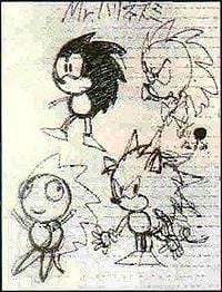 An early sketch of Sonic the Hedgehog, for use in my 'Shroom article