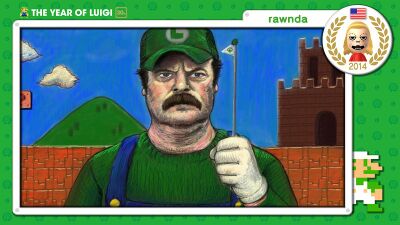 The Year of Luigi art submission created by Miiverse user rawnda and selected by Nintendo