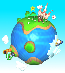 The globe on Super Mario 64's box art