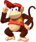 Artwork of Diddy Kong tipping his hat (also used in Super Mario Party)