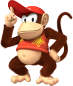 Artwork of Diddy Kong tipping his hat (also used in Super Mario Party)