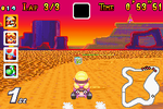 Wario racing at Choco Island 2 in Mario Kart: Super Circuit.