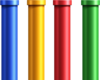 Artwork of the four colored Warp Pipes from New Super Mario Bros. Wii.