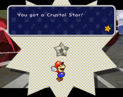 Mario getting the first Crystal Star, Diamond Star.