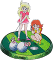 Peach and Daisy golfing Super Mario World! Mario Open Golf, back cover