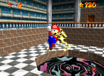 Mario leaving the portal to Hazy Maze Cave