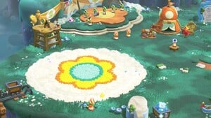The decorations for Camp Central after using a Daisy amiibo in Super Mario Bros. Wonder – Nintendo Switch 2 Edition + Meetup in Bellabel Park