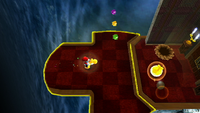 Mario rides on Bulb Yoshi in the Haunty Halls Galaxy of Super Mario Galaxy 2.