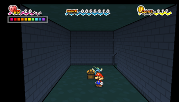 Third treasure chest in Gloam Valley of Super Paper Mario.
